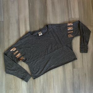 PINK Cropped Long Sleeve Tee - Size XS